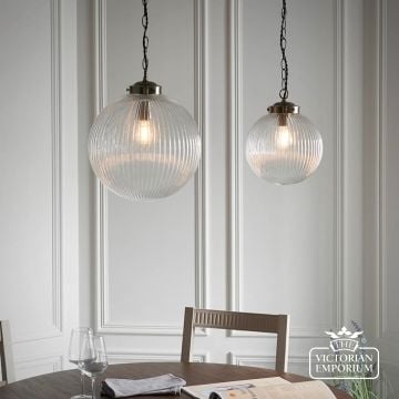 71123  Brydon Ribbed Glass Globe Ceiling Pendant Light 3