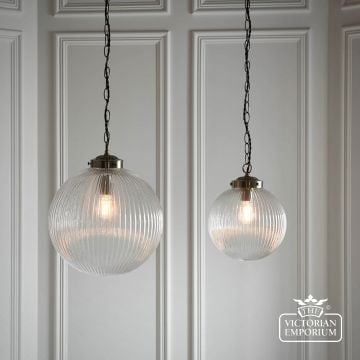 71123  Brydon Ribbed Glass Globe Ceiling Pendant Light 4