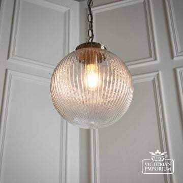 71123  Brydon Ribbed Glass Globe Ceiling Pendant Light 5