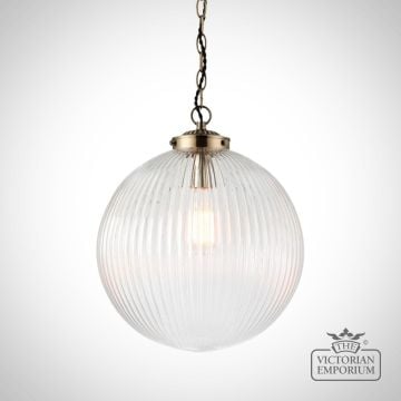 71124  Brydon Ribbed Glass Globe Ceiling Pendant Light