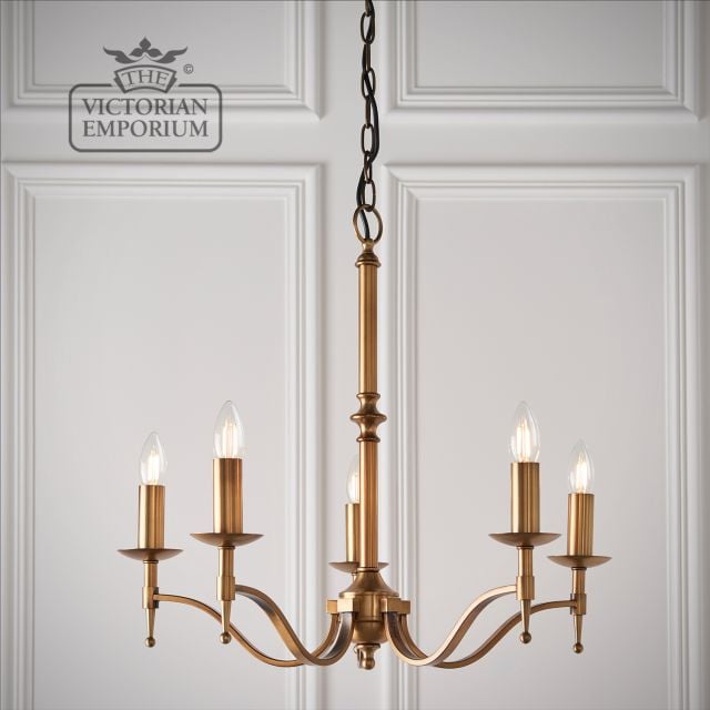 Stanford Antique Brass 5 Light Ceiling Pendant 63627 6