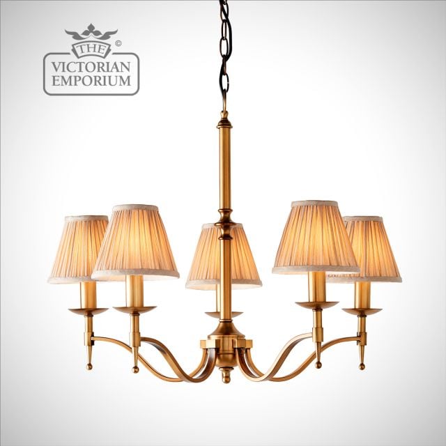 Stanford Antique Brass 5 Light Ceiling Pendant 63627