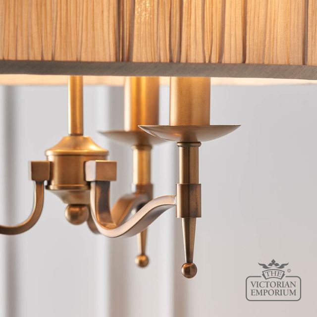 Stanford Antique Brass 3 Light Pendant Beige Shade  63630 5