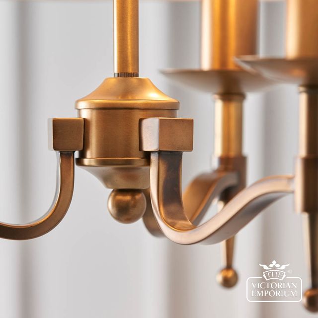 Stanford Antique Brass 3 Light Pendant Beige Shade  63630 6