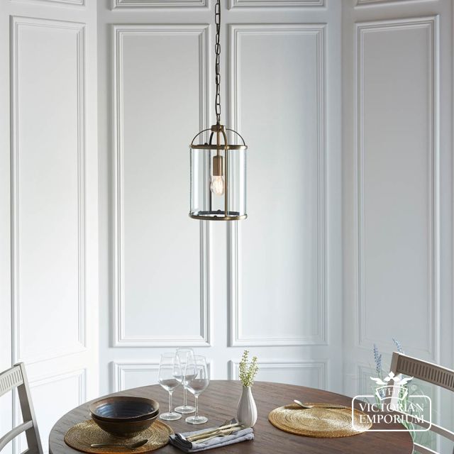 Lambeth Pendant Light In Antique Brass Or Satin Nickel Finish  69454 2