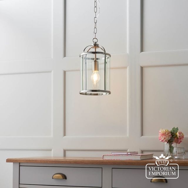 Lambeth Pendant Light In Antique Brass Or Satin Nickel Finish  70323 3